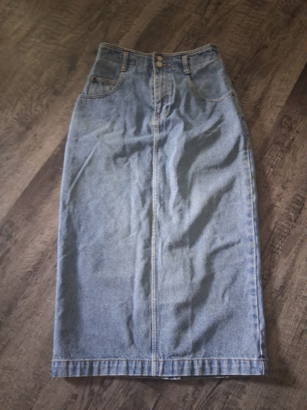 Vtg Old Navy Best In Denim Classic High-Waist Light Wash Denim Midi Skirt Sz 4